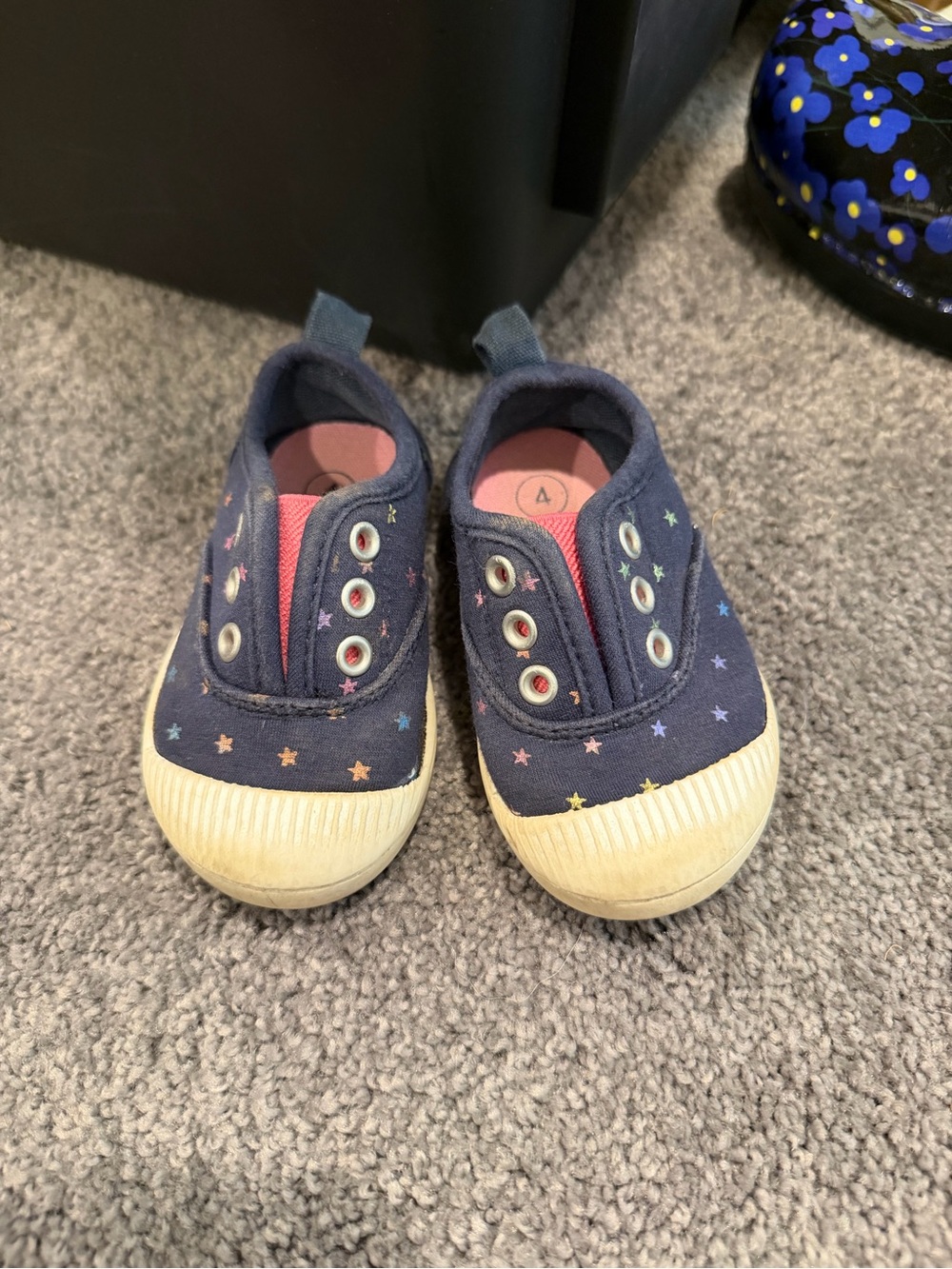 Cat & Jack Navy Slip-On Star Sneakers with Pink Lining